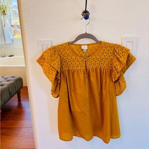 Mustard ruffle sleeve blouse by A New Day